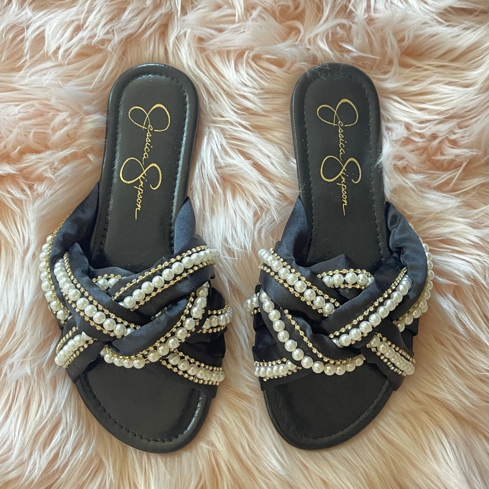 Jessica Simpson Slides Pearl embellished slip on sandals